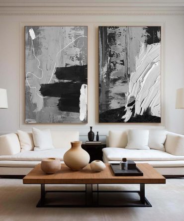Black & White Minimalist Painting Set Of 2 #BWS 005
