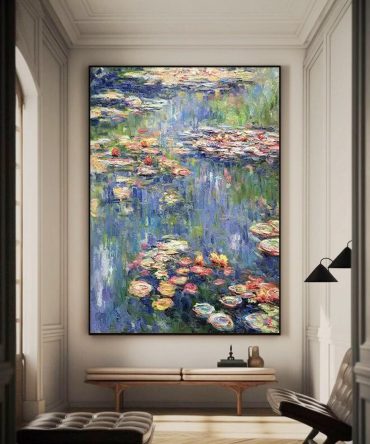 Monet Inspired Water Lilies, Impressionist Canvas #BGA 166