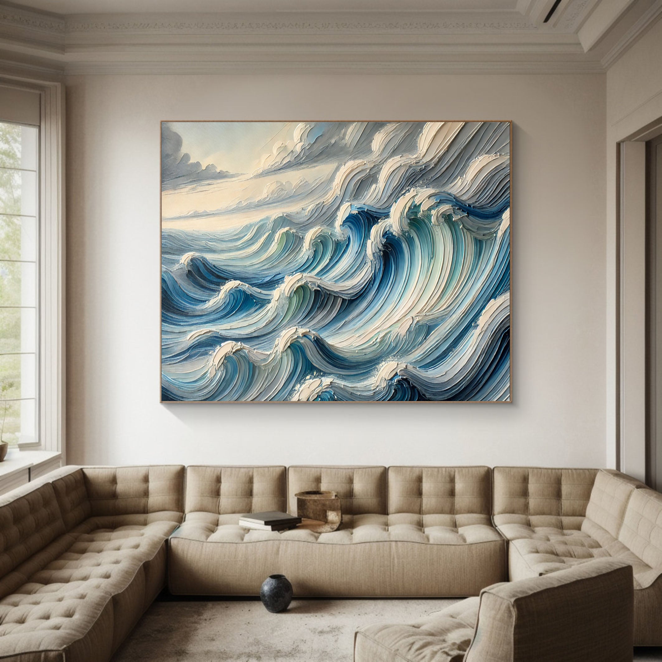 Textured Blue Ocean Waves Wall Art Perfect Coastal Decor for Modern Interiors #OP 052 - Image 3