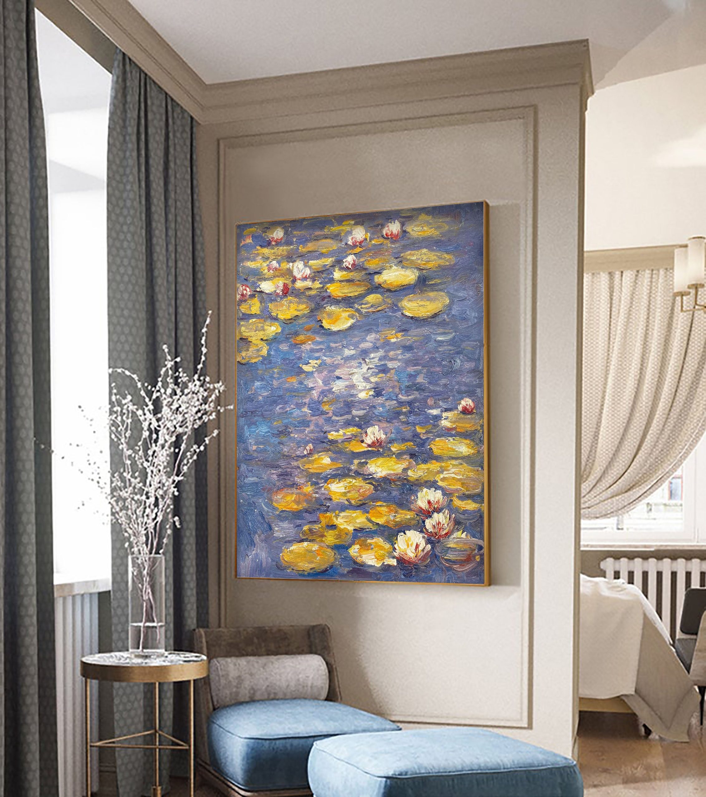 Tranquil Pond with Yellow and White Water Lilies Wall Art #BGA 069 - Image 5