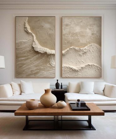 Beige & Brown Minimalist Painting Set Of 2 #BBS 004