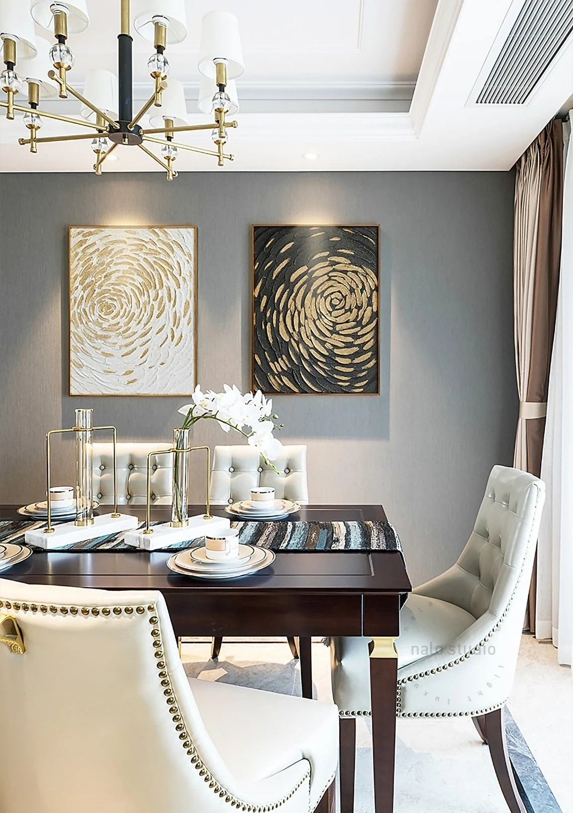 Abstract Spiral Gold and Black Wall Art #BGA 037 - Image 2