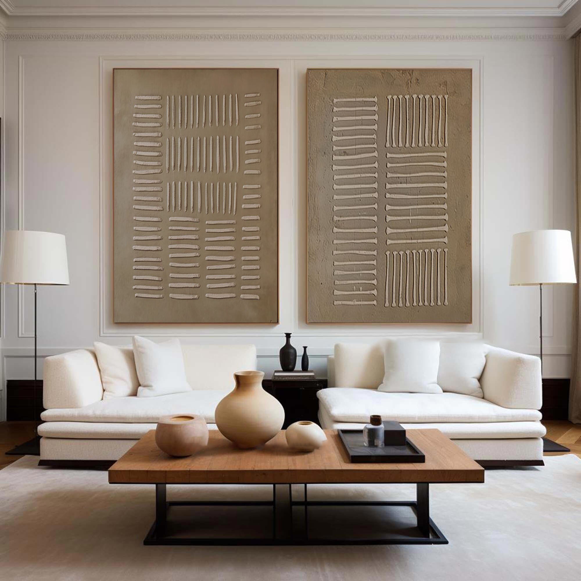 Beige & Brown Minimalist Painting Set Of 2 #BBS 008 - Image 7