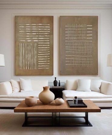 Beige & Brown Minimalist Painting Set Of 2 #BBS 009