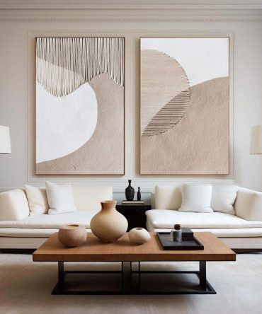 Beige & Brown Minimalist Painting Set Of 2 #BBS 012