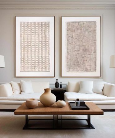 Beige & Brown Minimalist Painting Set Of 2 #BBS 010