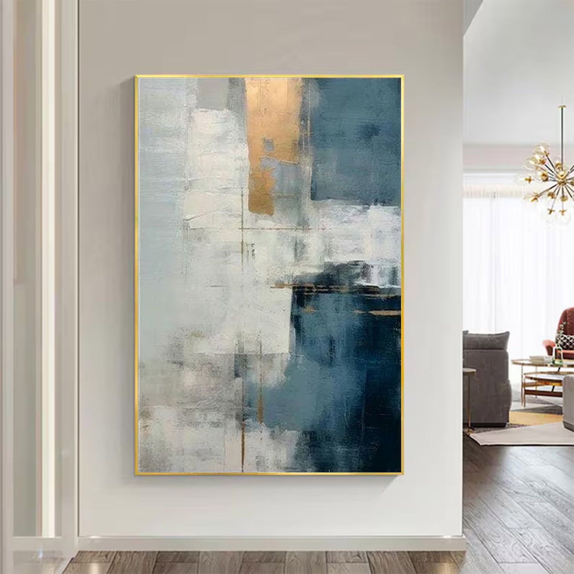Large Abstract Blue Gold Art | MuroArt #WGA 003 - Image 5