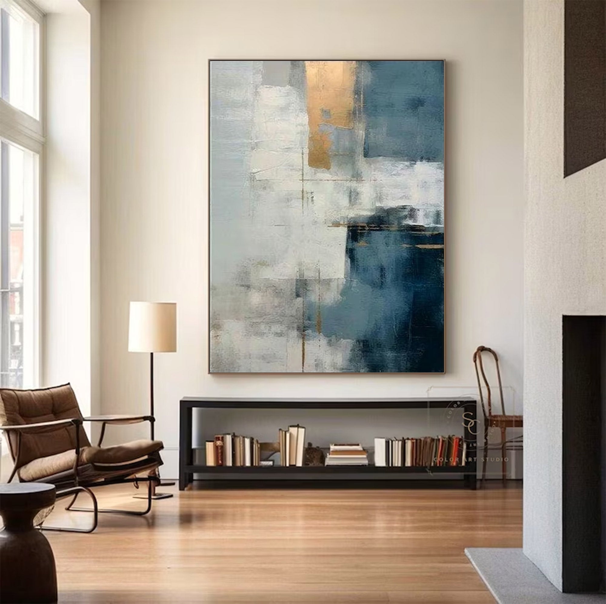 Large Abstract Blue Gold Art | MuroArt #WGA 003 - Image 6