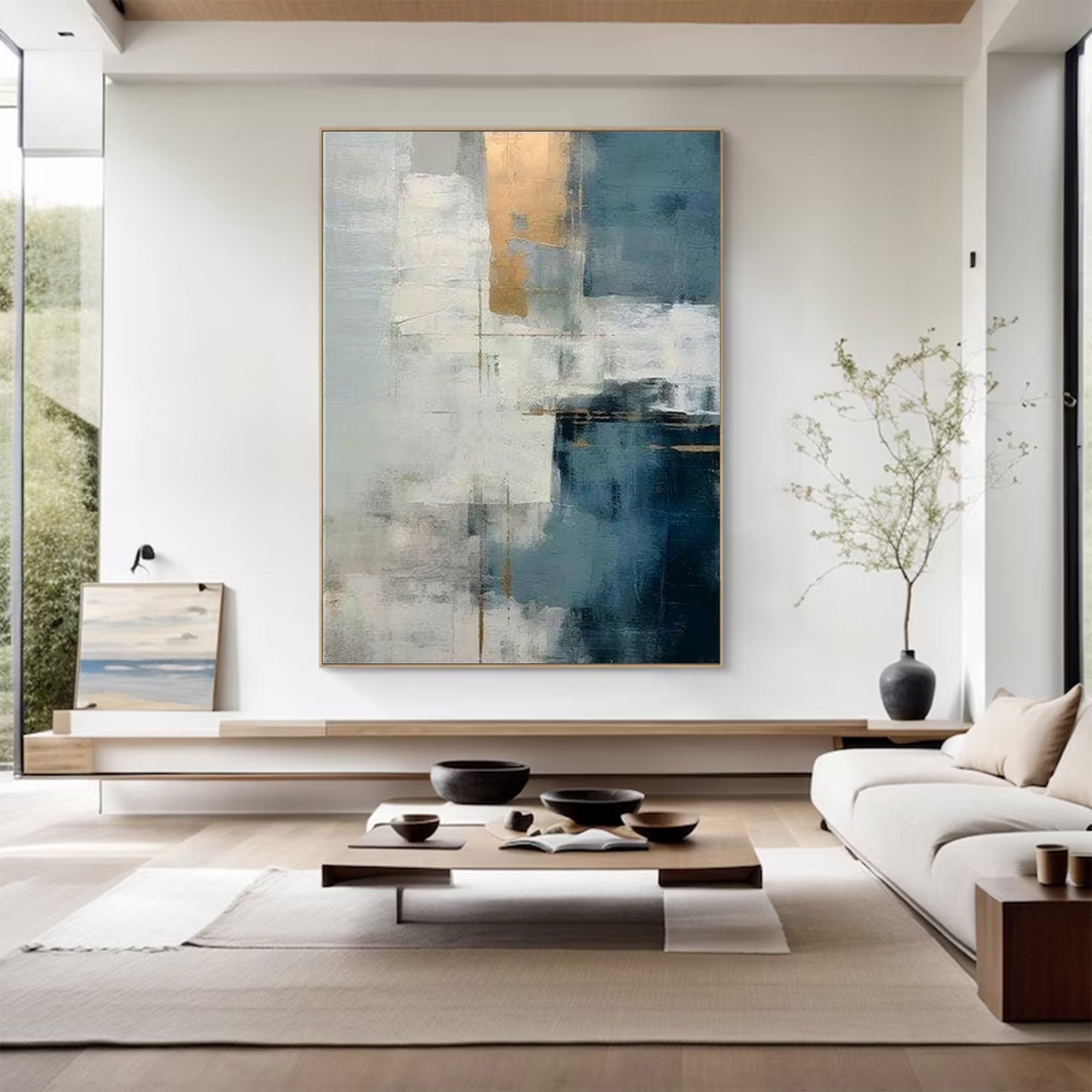 Large Abstract Blue Gold Art | MuroArt #WGA 003 - Image 7