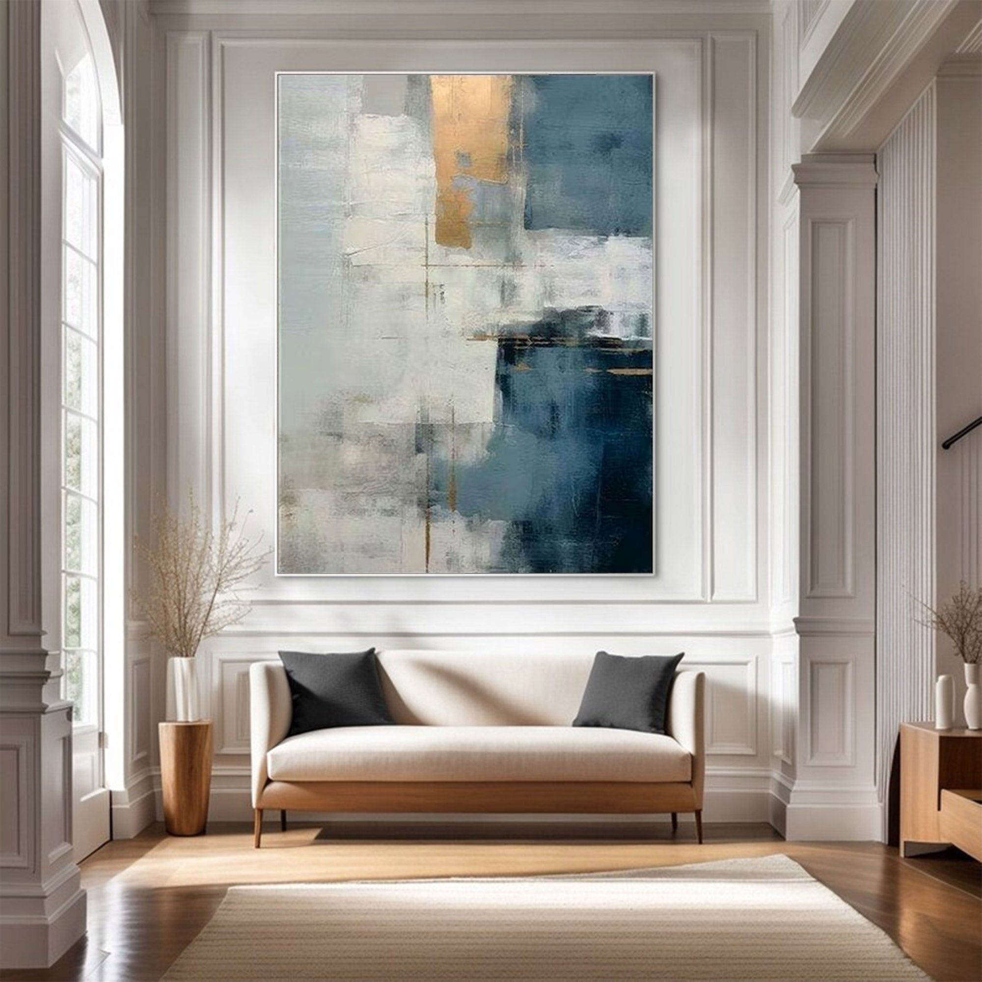 Large Abstract Blue Gold Art | MuroArt #WGA 003 - Image 8