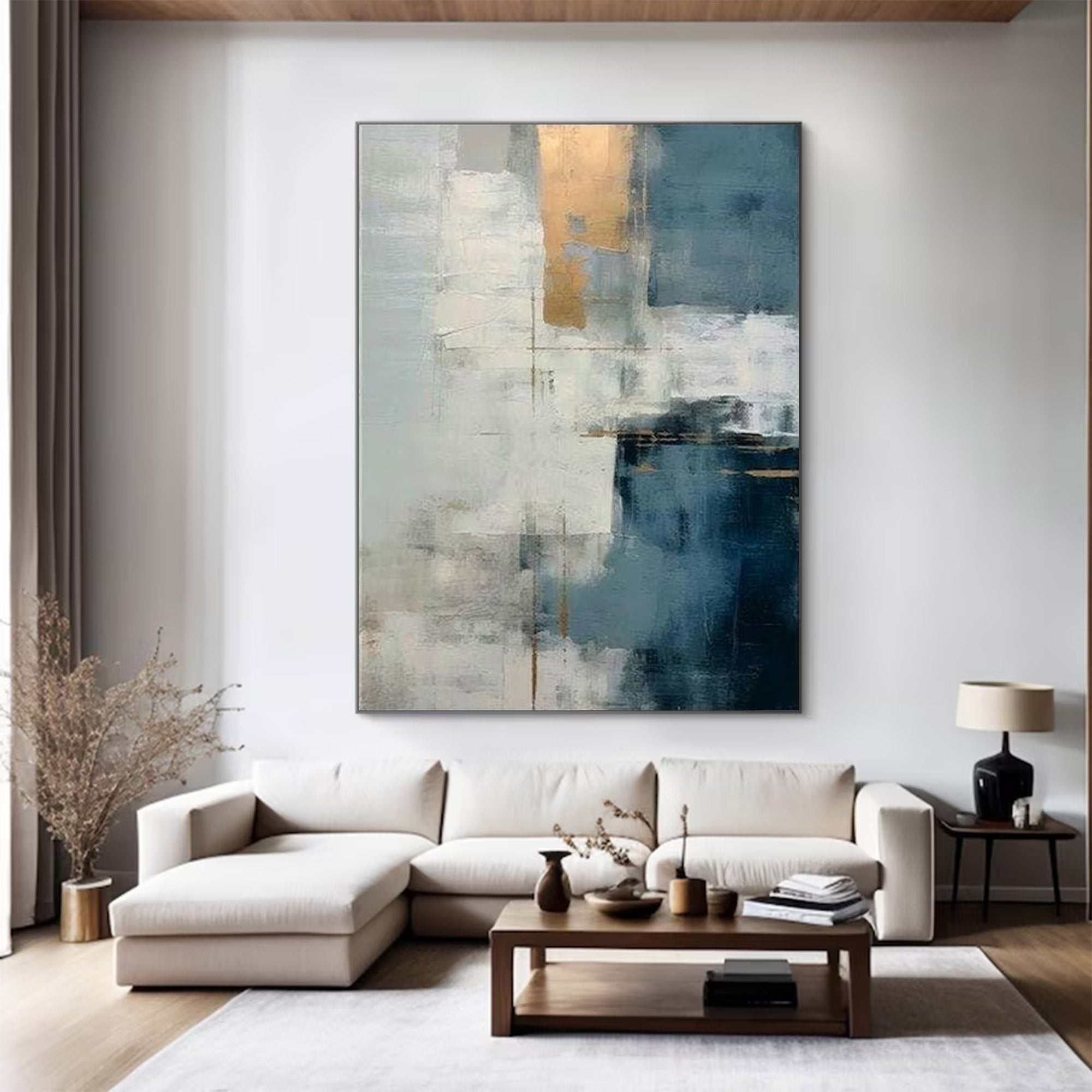 Large Abstract Blue Gold Art | MuroArt #WGA 003 - Image 9