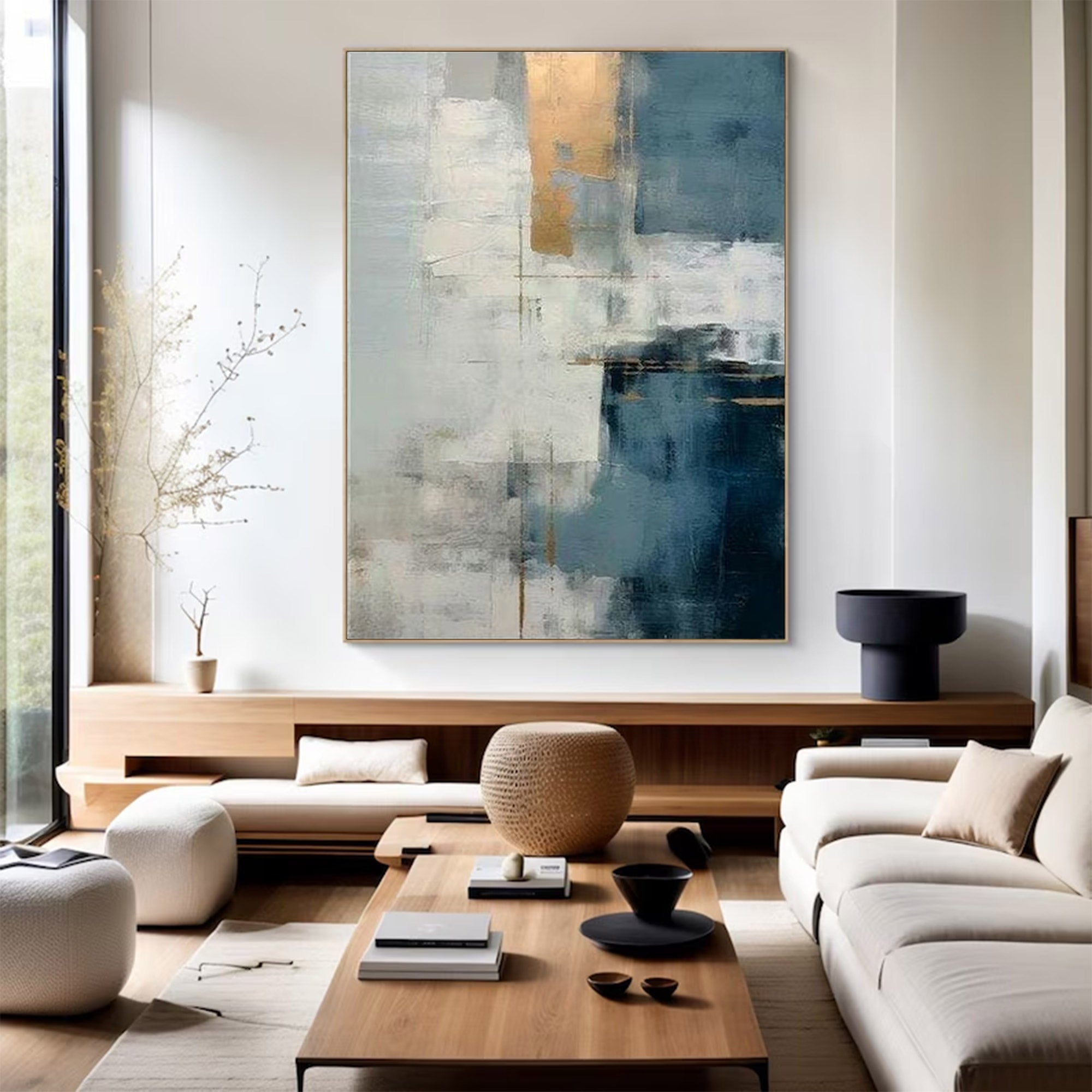 Large Abstract Blue Gold Art | MuroArt #WGA 003 - Image 10