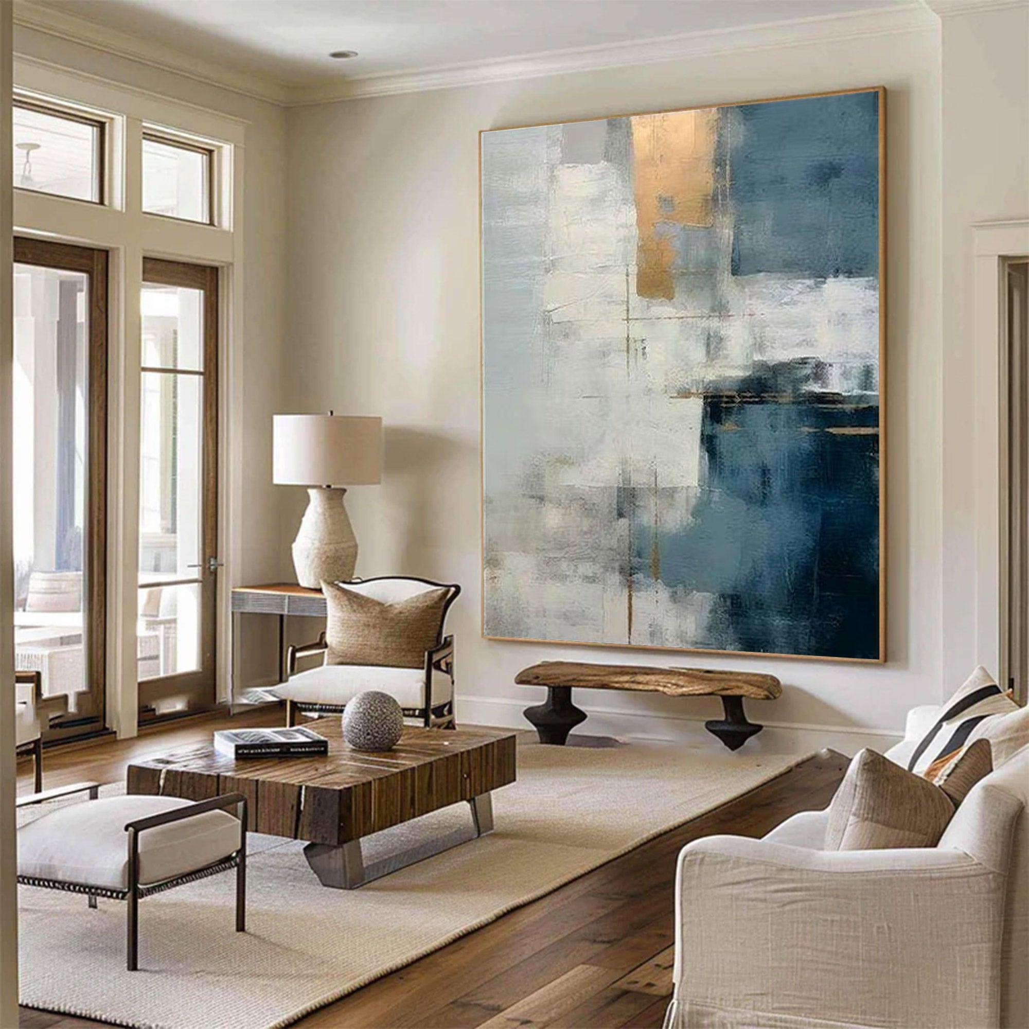 Large Abstract Blue Gold Art | MuroArt #WGA 003 - Image 2