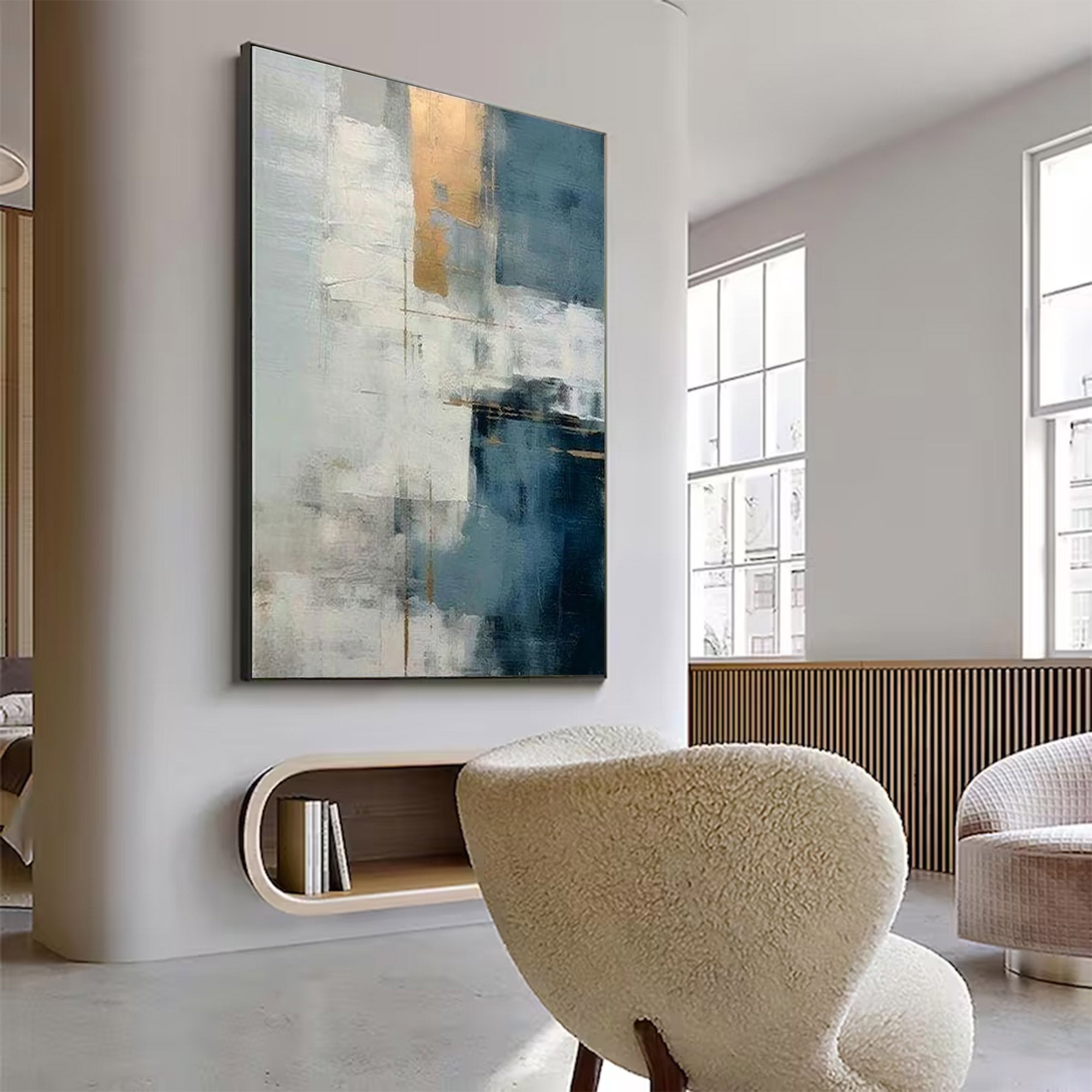 Large Abstract Blue Gold Art | MuroArt #WGA 003 - Image 4