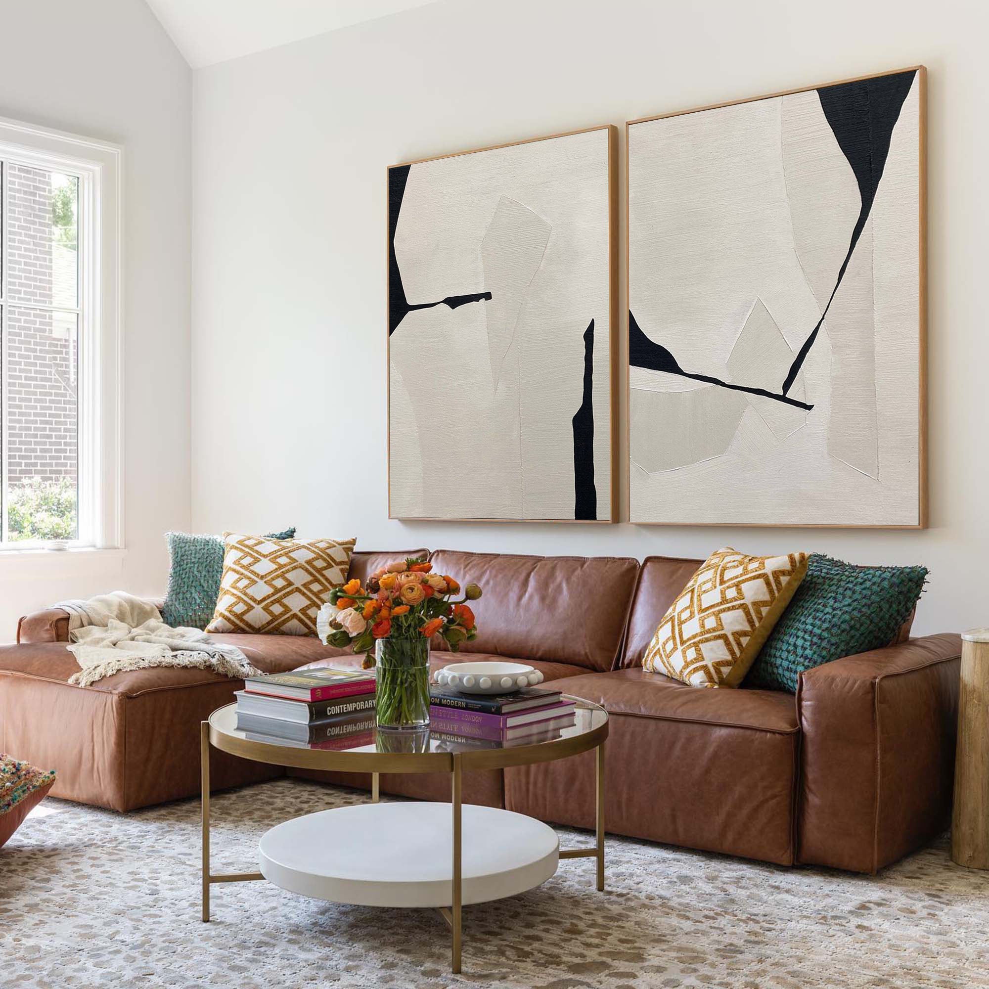 Black & White Minimalist Painting Set Of 2 #BWS 001 - Image 2