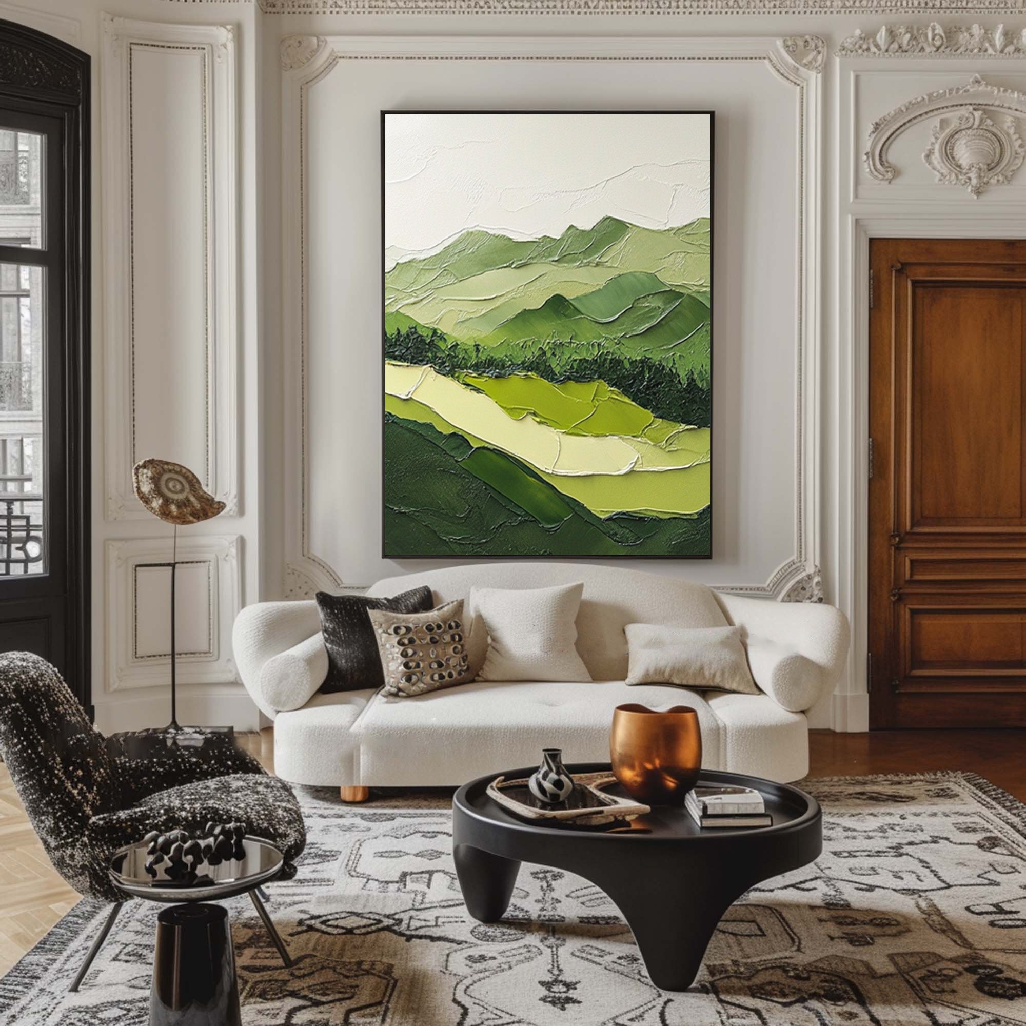 Nature Meets Modern Design Green Mountain Oil Painting for Stylish Interiors #BGM 054 - Image 2