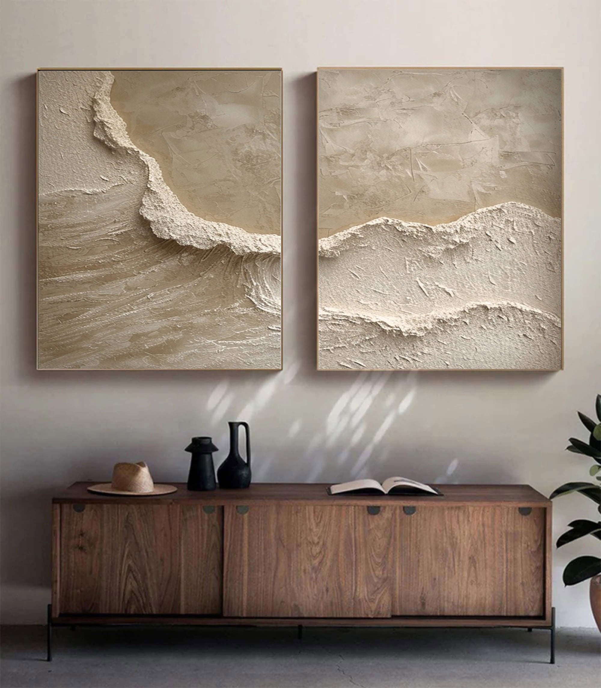 Beige & Brown Minimalist Painting Set Of 2 #BBS 004 - Image 2
