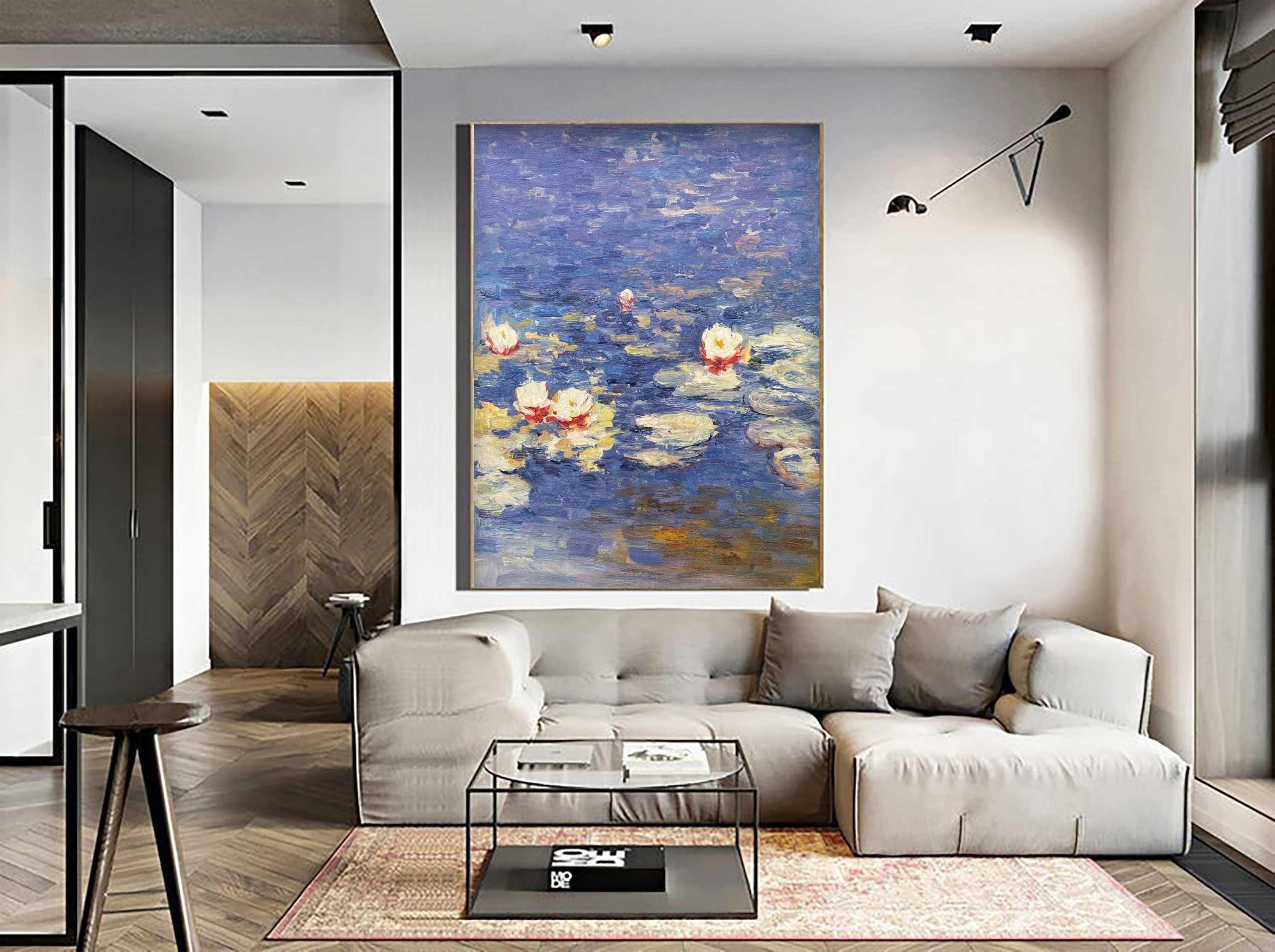 Water Lilies in Tranquil Blue, Inspired by Monet #BGA 063 - Image 5