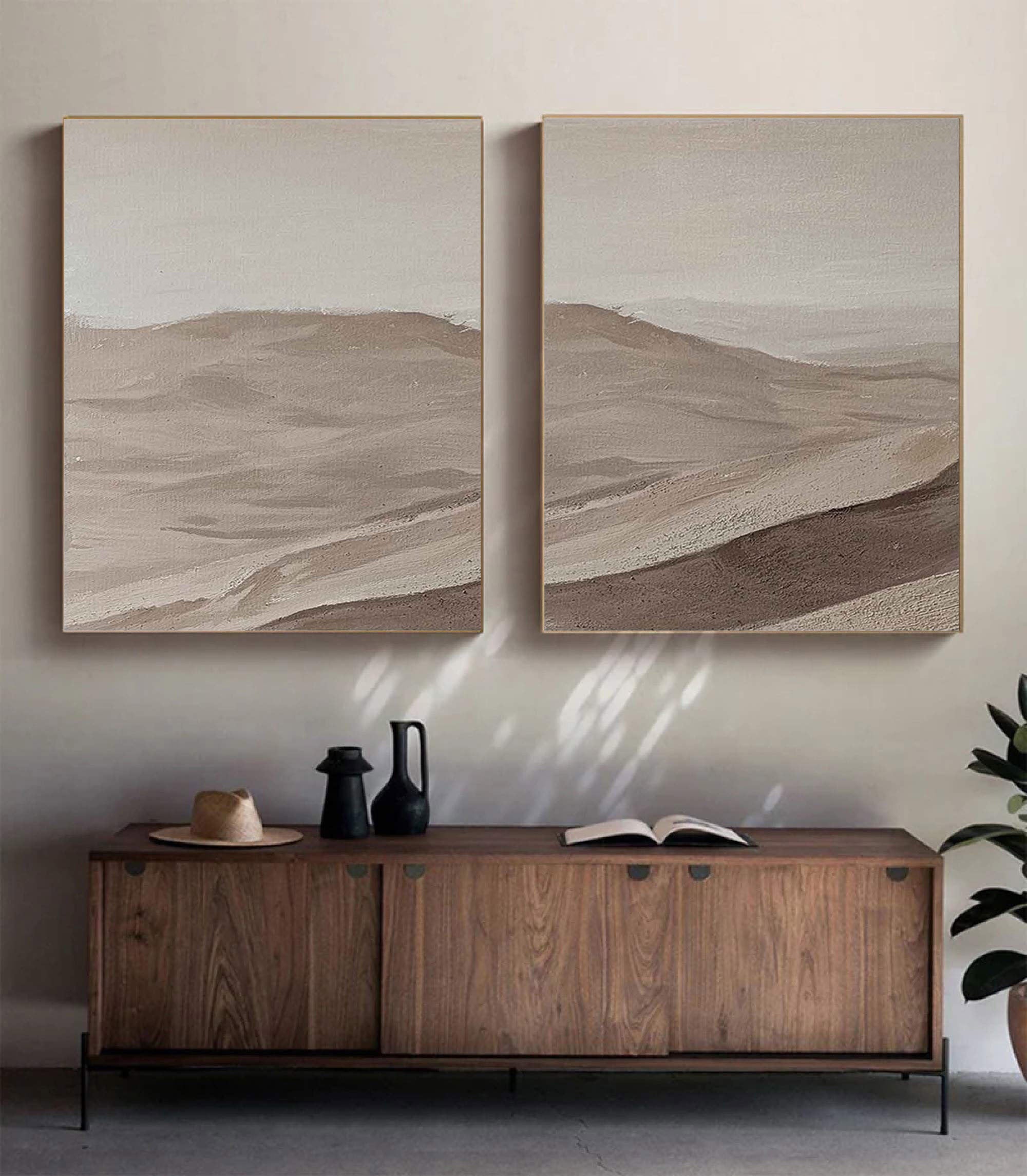 Beige & Brown Minimalist Painting Set Of 2 #BBS 002 - Image 3
