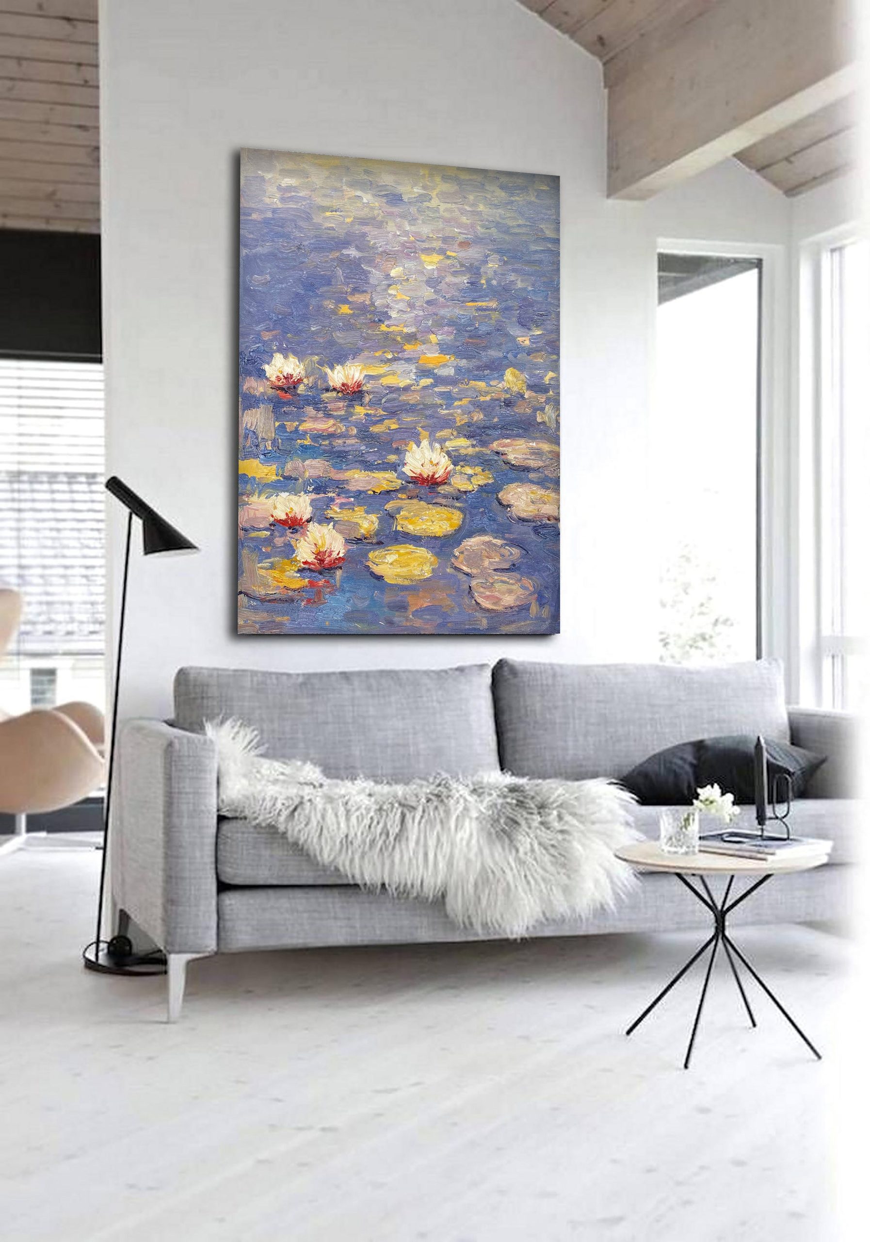 Water Lilies in Blue and Purple, Impressionistic Wall Art #BGA 067 - Image 8