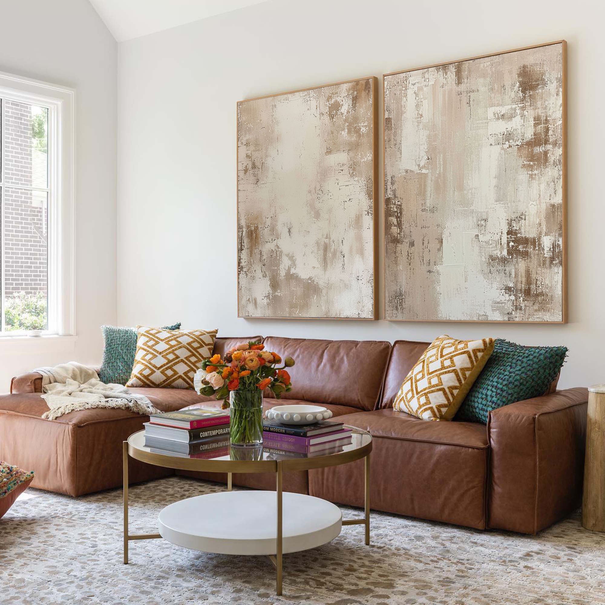 Beige & Brown Minimalist Painting Set Of 2 #BBS 007 - Image 6