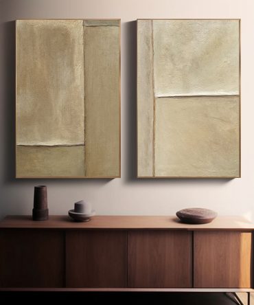 Beige & Brown Minimalist Painting Set Of 2 #BBS 017