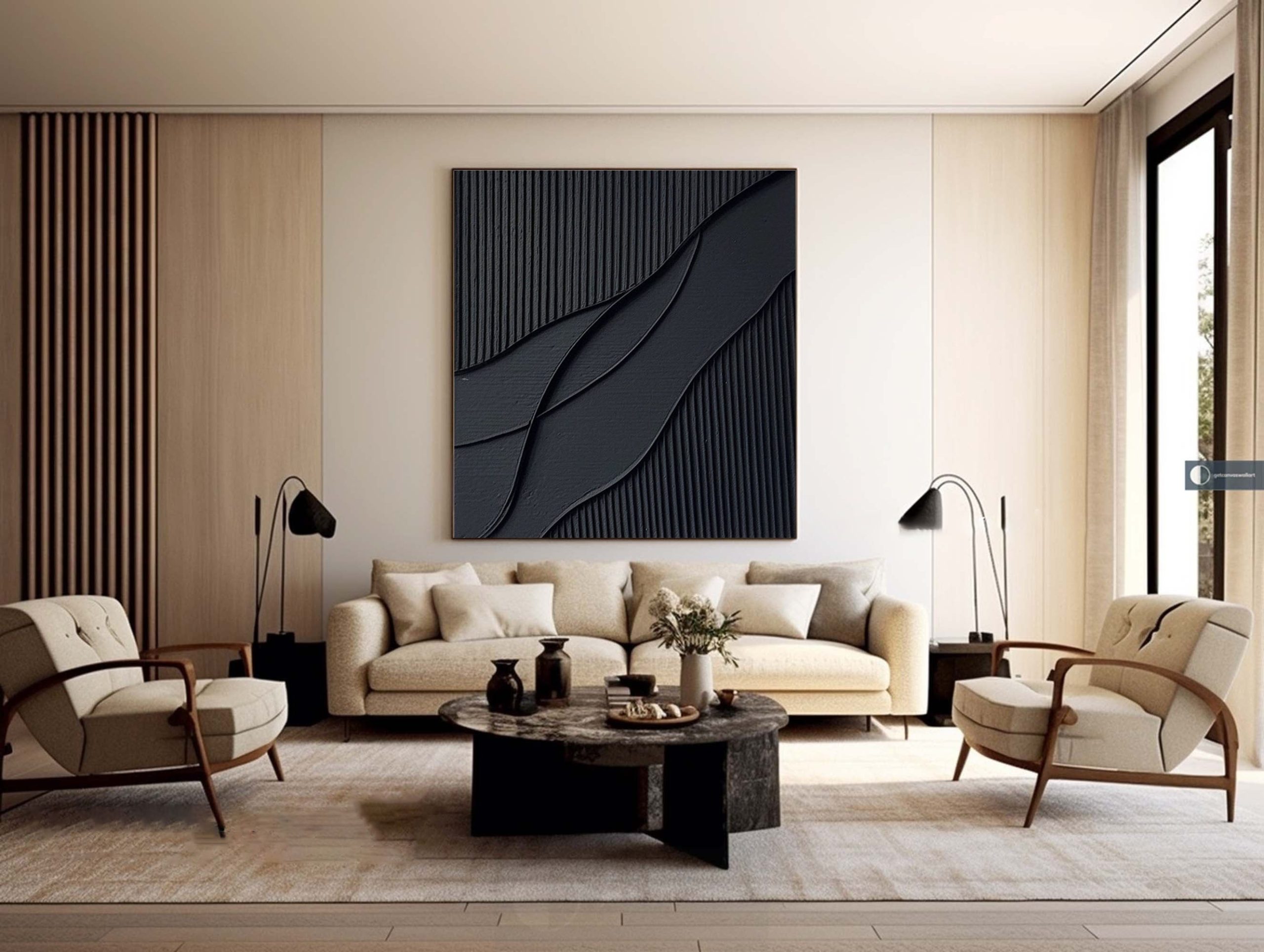 Black Minimalist Painting #BM 049 - Image 3