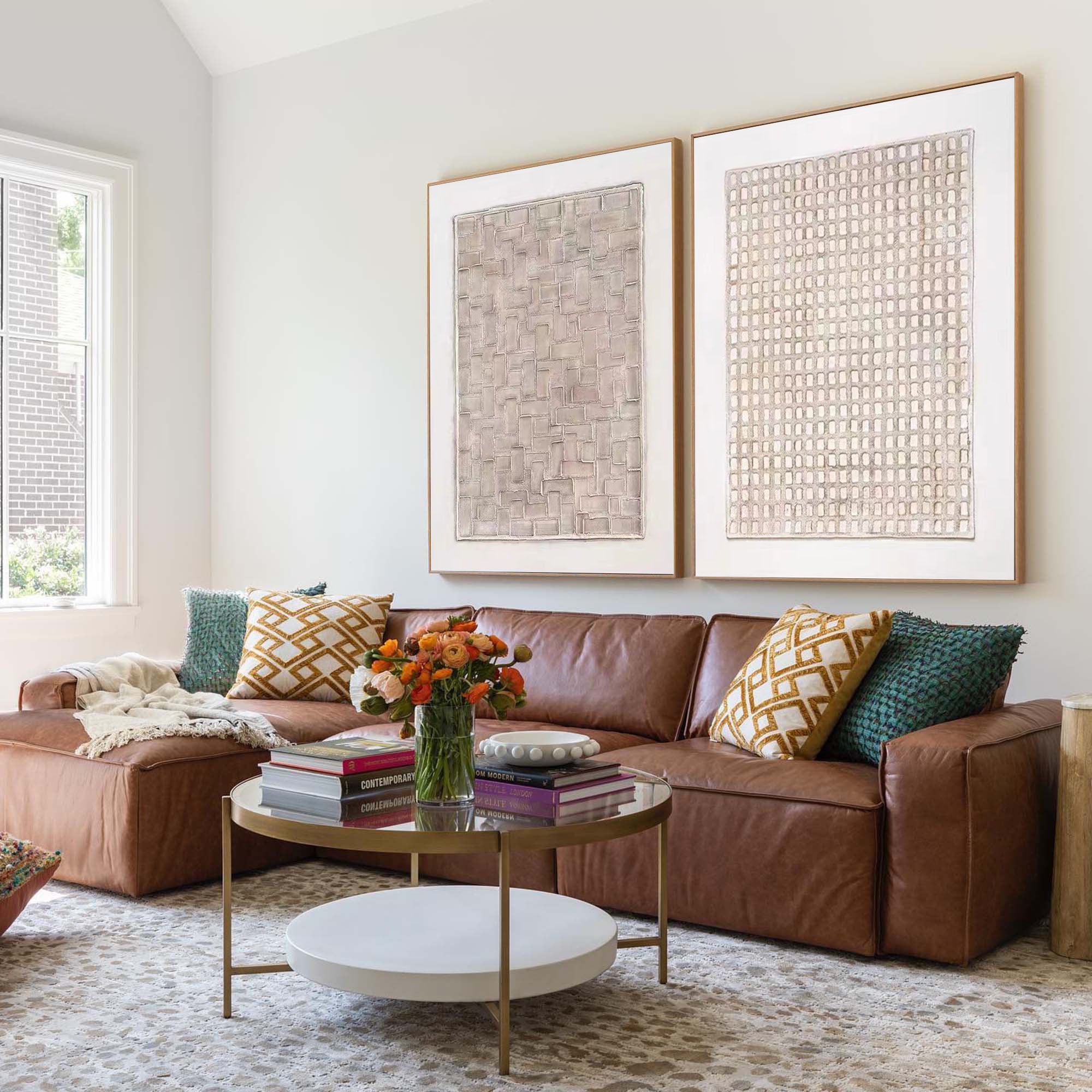 Beige & Brown Minimalist Painting Set Of 2 #BBS 010 - Image 3