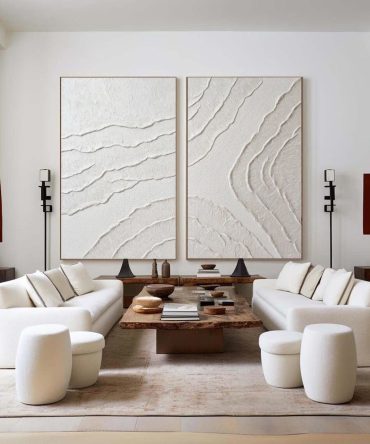 White Minimalist Painting Set Of 2 #WMS 007