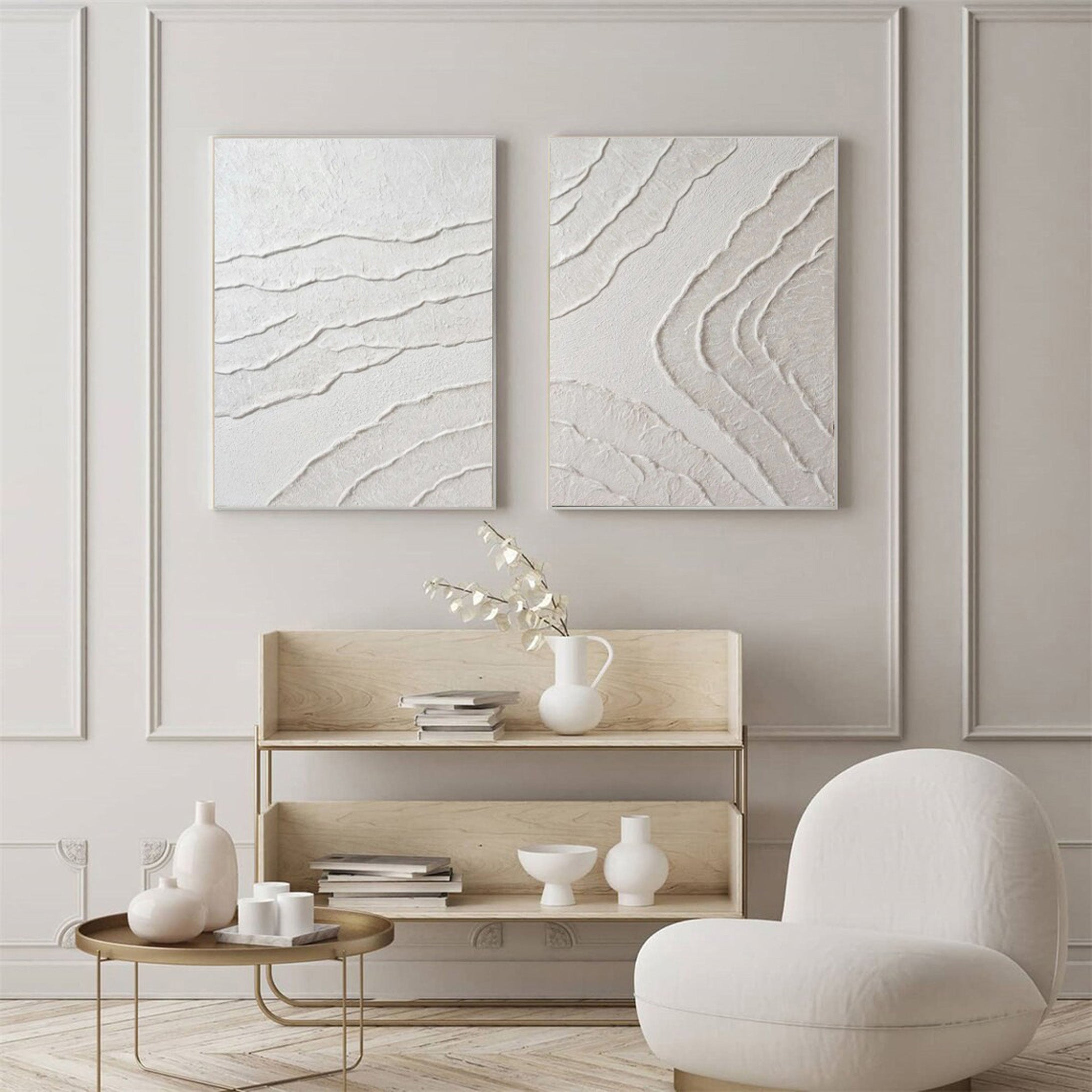 White Minimalist Painting Set Of 2 #WMS 007 - Image 4