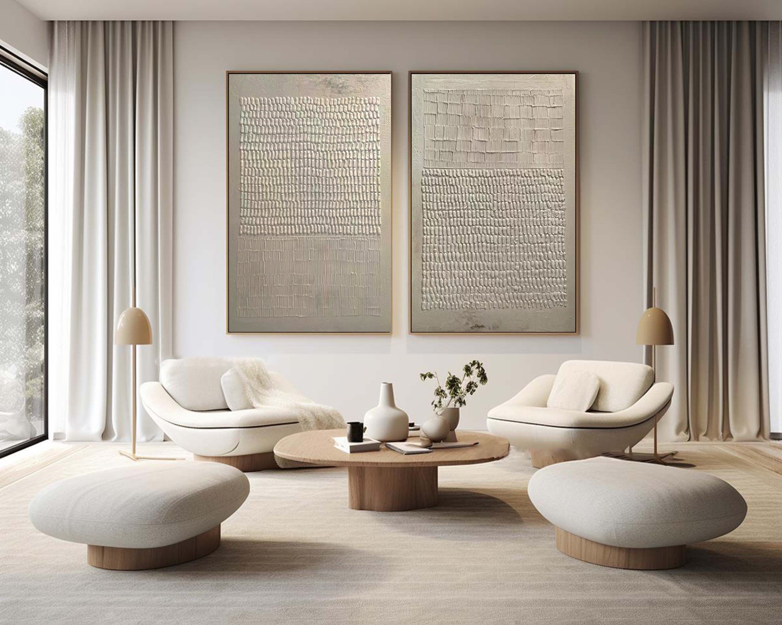 Beige & Brown Minimalist Painting Set Of 2 #BBS 016 - Image 5