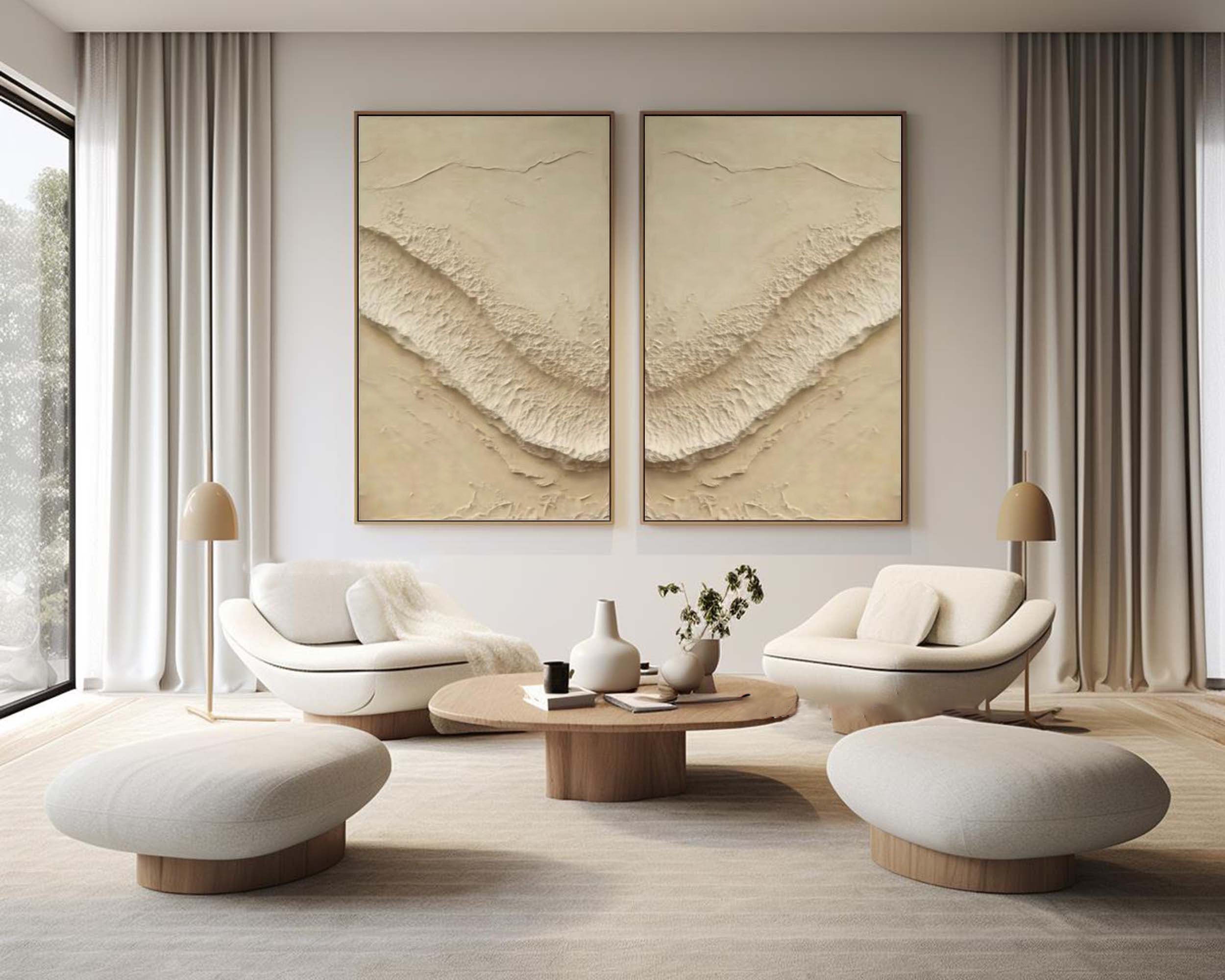 Abstract Beige Texture Wall Art Set #BBS 018 - Image 6