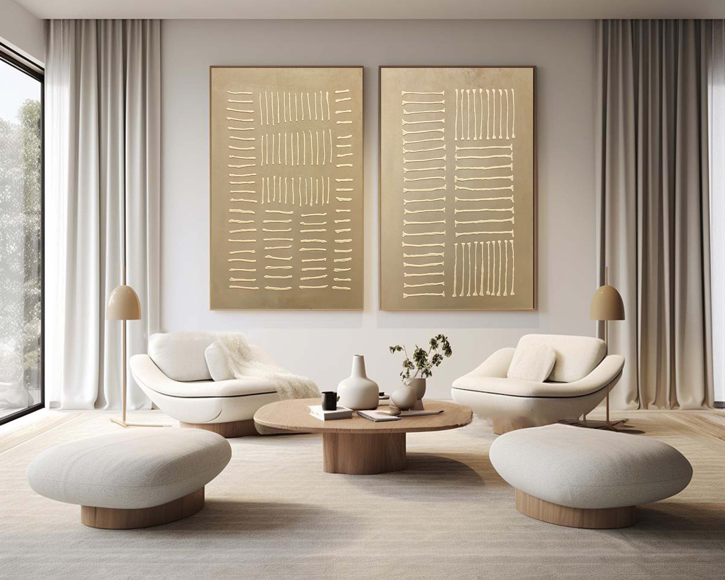 Beige & Brown Minimalist Painting Set Of 2 #BBS 023 - Image 5