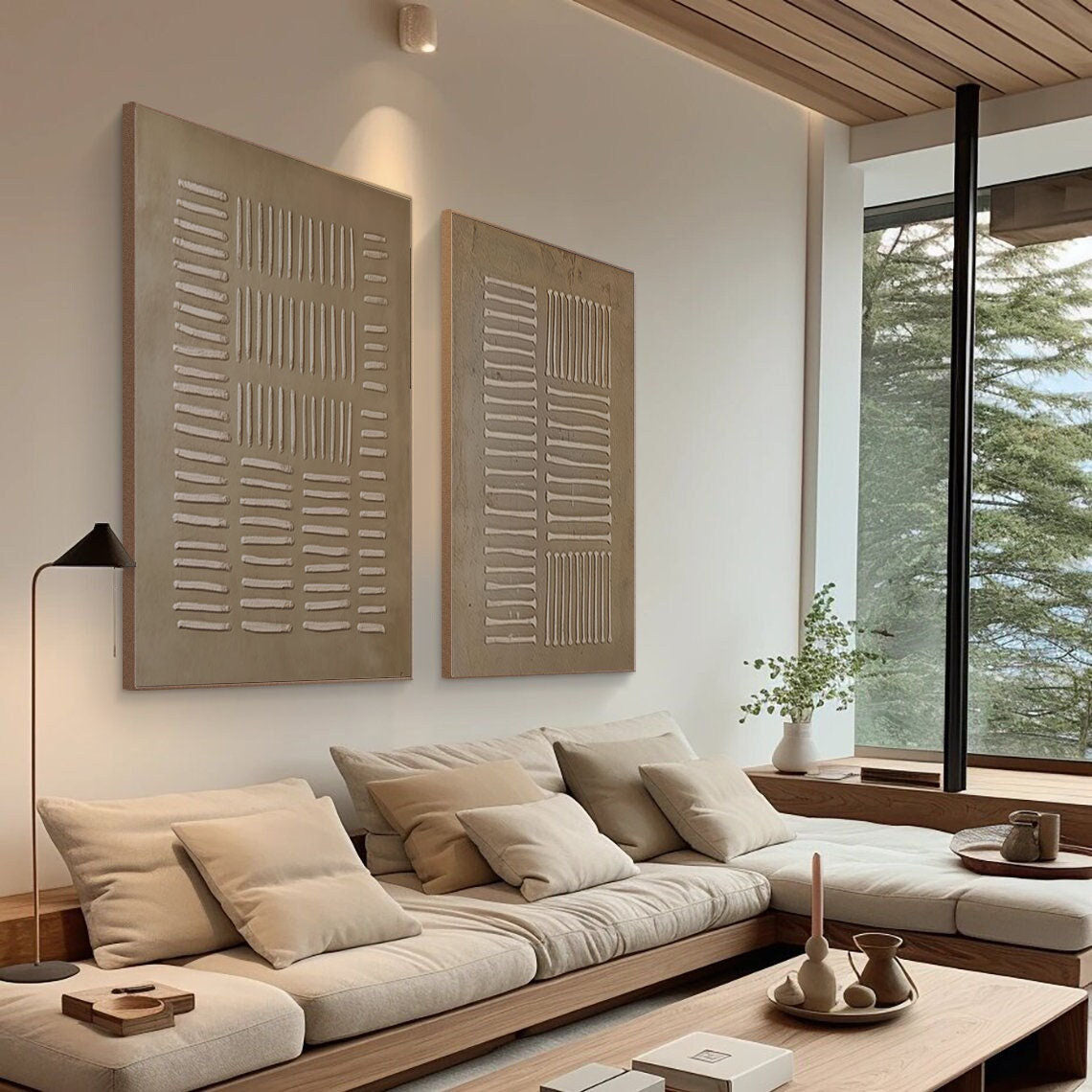 Beige & Brown Minimalist Painting Set Of 2 #BBS 008 - Image 2