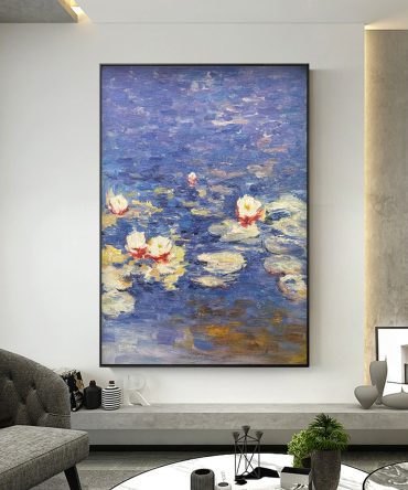Water Lilies in Tranquil Blue, Inspired by Monet #BGA 063