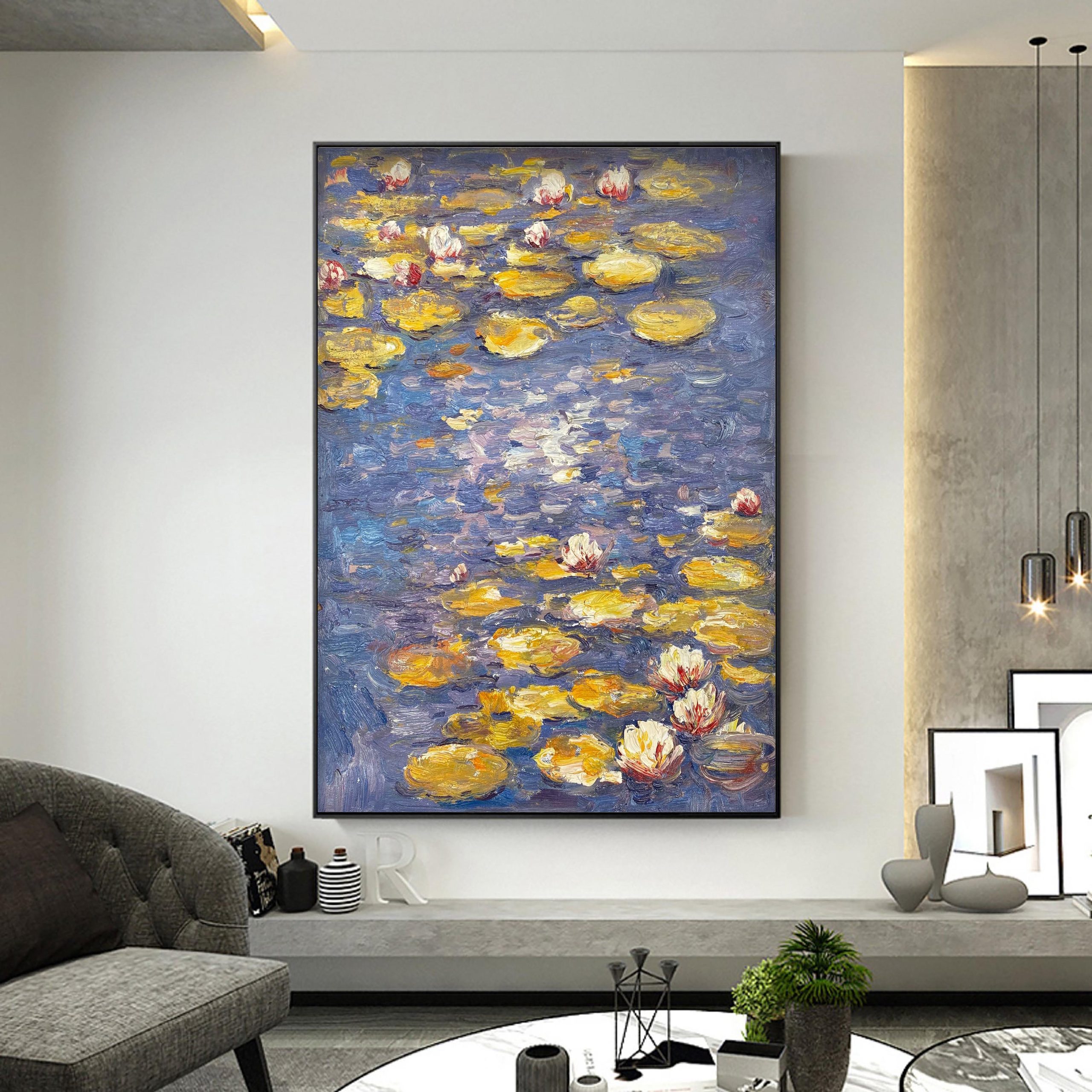 Tranquil Pond with Yellow and White Water Lilies Wall Art #BGA 069 - Image 4