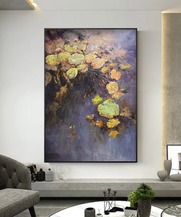 Twilight Lilies, Inspired by Monet, Impressionistic Wall Art #BGA 065
