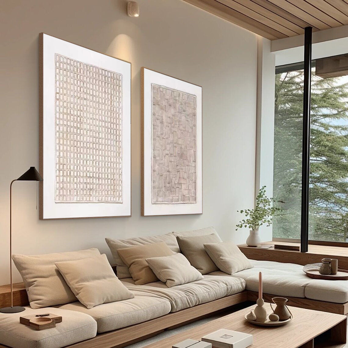 Beige & Brown Minimalist Painting Set Of 2 #BBS 010 - Image 4
