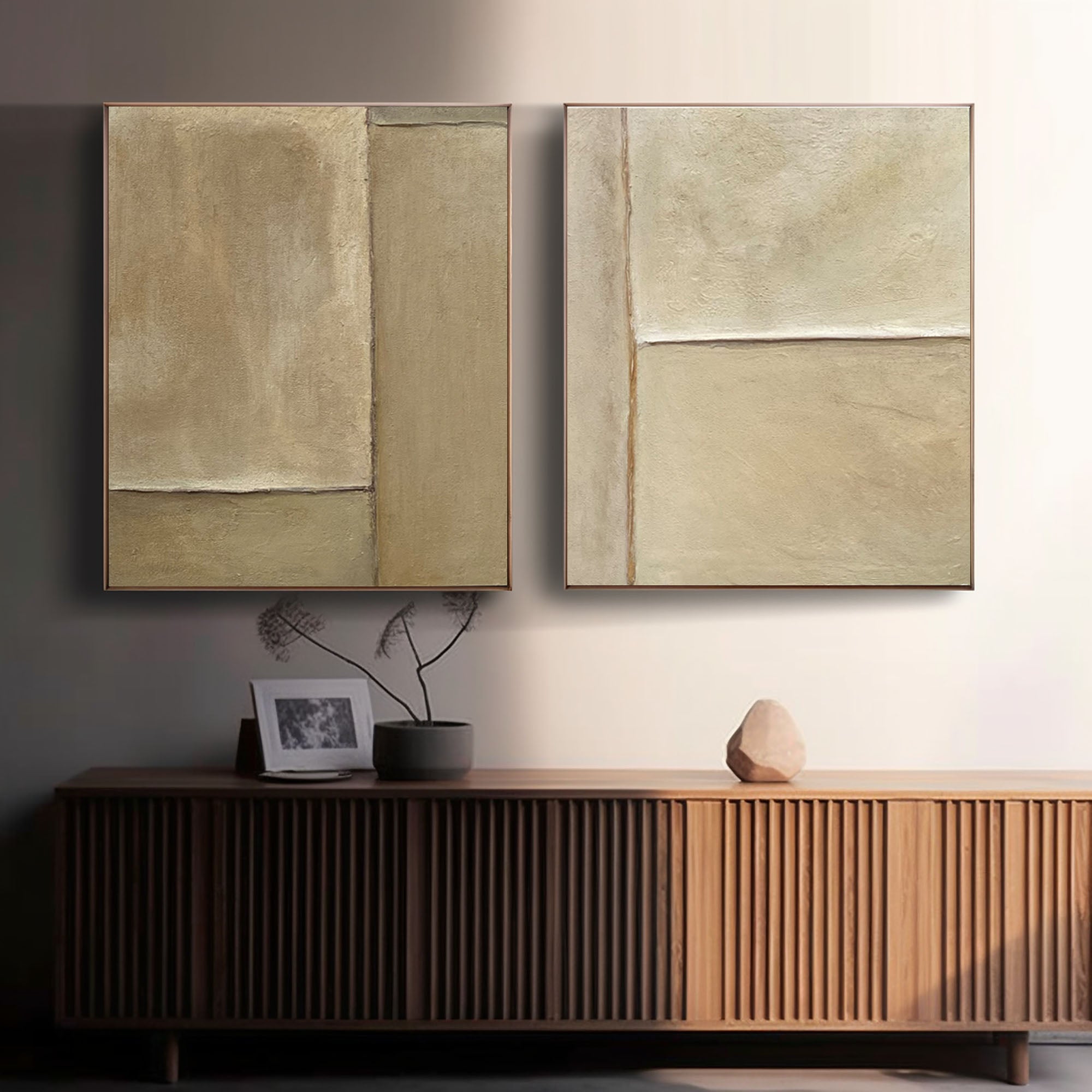 Beige & Brown Minimalist Painting Set Of 2 #BBS 017 - Image 2