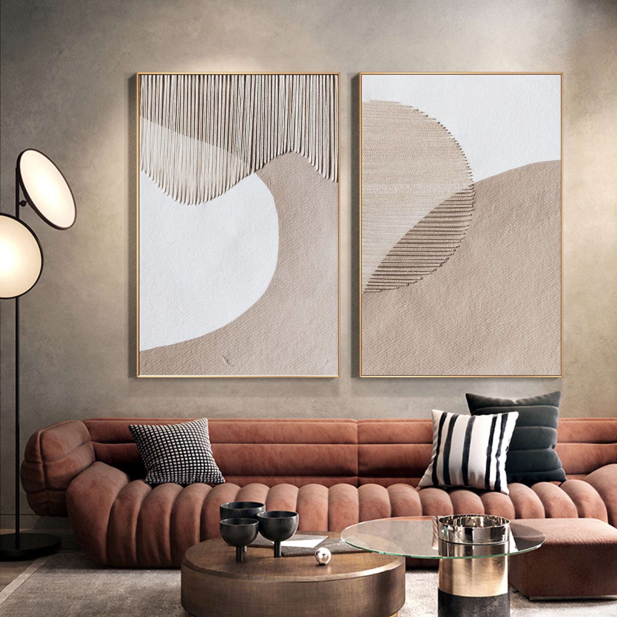 Beige & Brown Minimalist Painting Set Of 2 #BBS 012 - Image 3