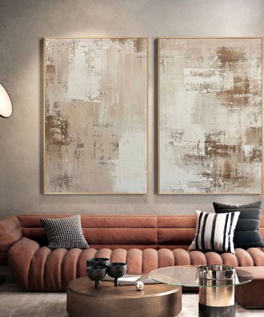 Beige & Brown Minimalist Painting Set Of 2 #BBS 006