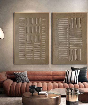 Beige & Brown Minimalist Painting Set Of 2 #BBS 008