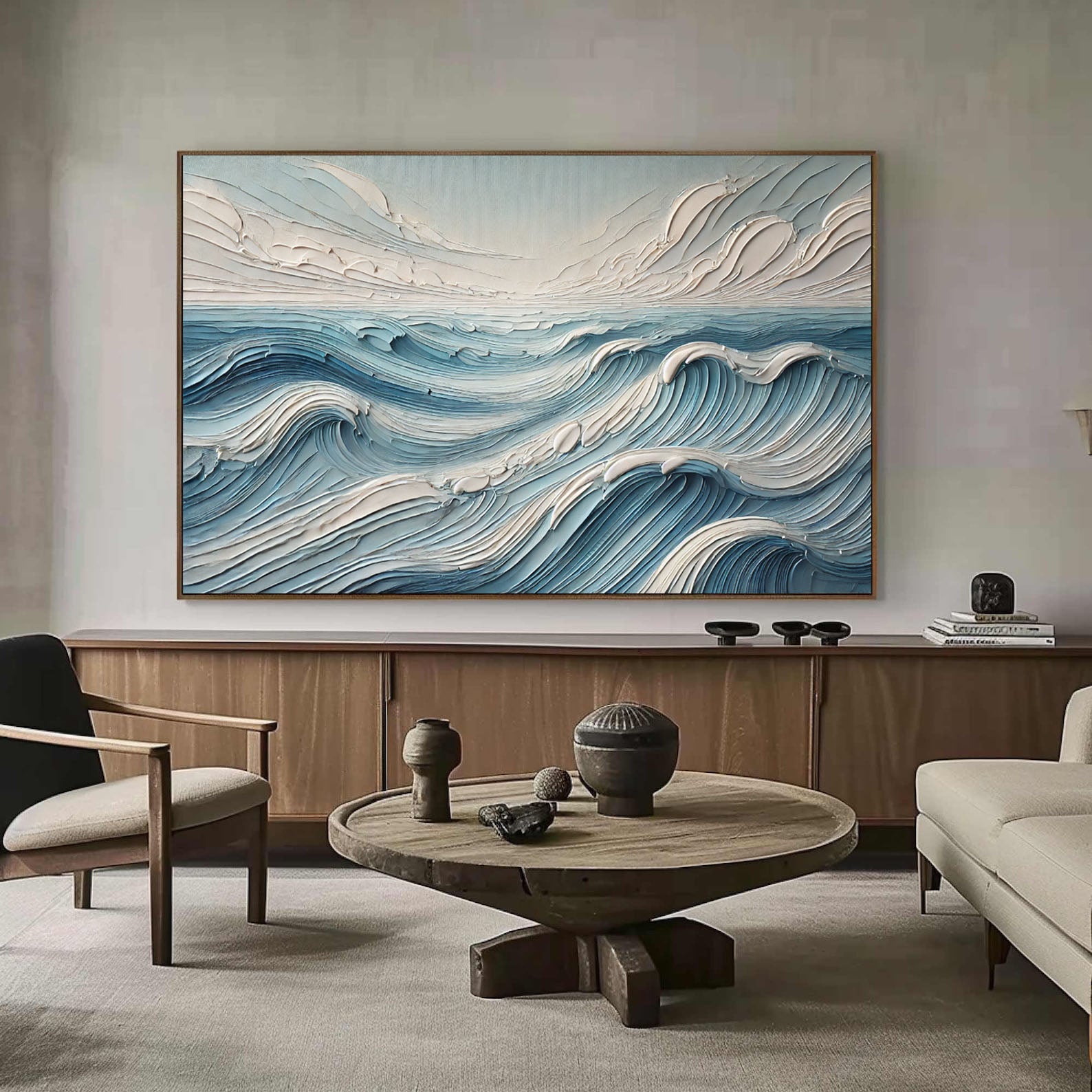 Textured Blue Ocean Waves Wall Art Perfect Coastal Decor for Modern Interiors #OP 053 - Image 4