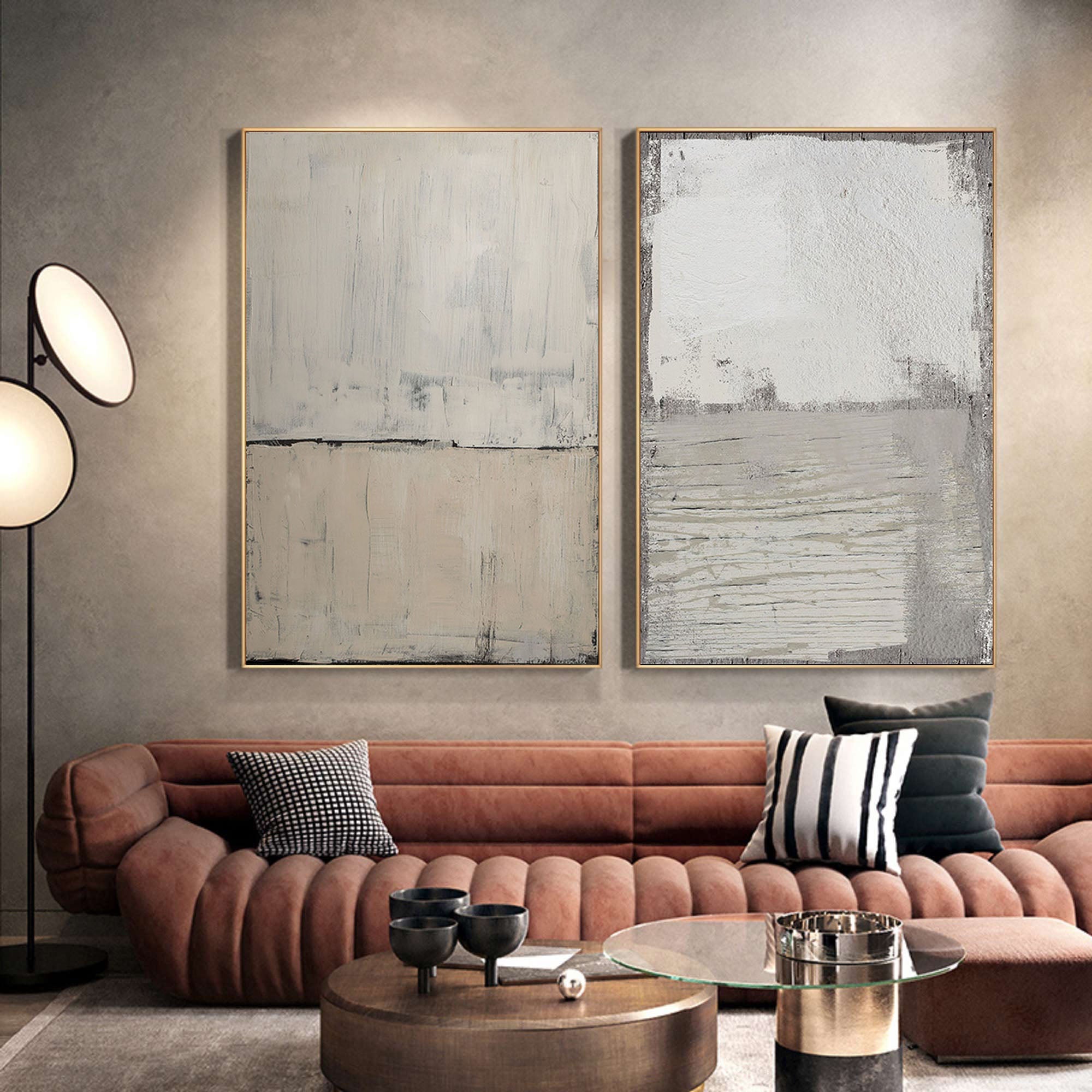 Beige & Brown Minimalist Painting Set Of 2 #BBS 015 - Image 4