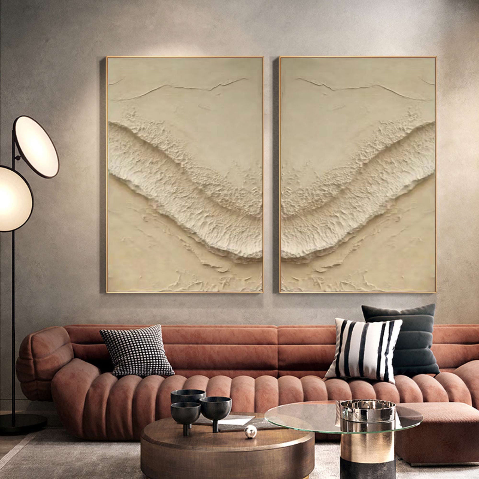 Abstract Beige Texture Wall Art Set #BBS 018 - Image 2
