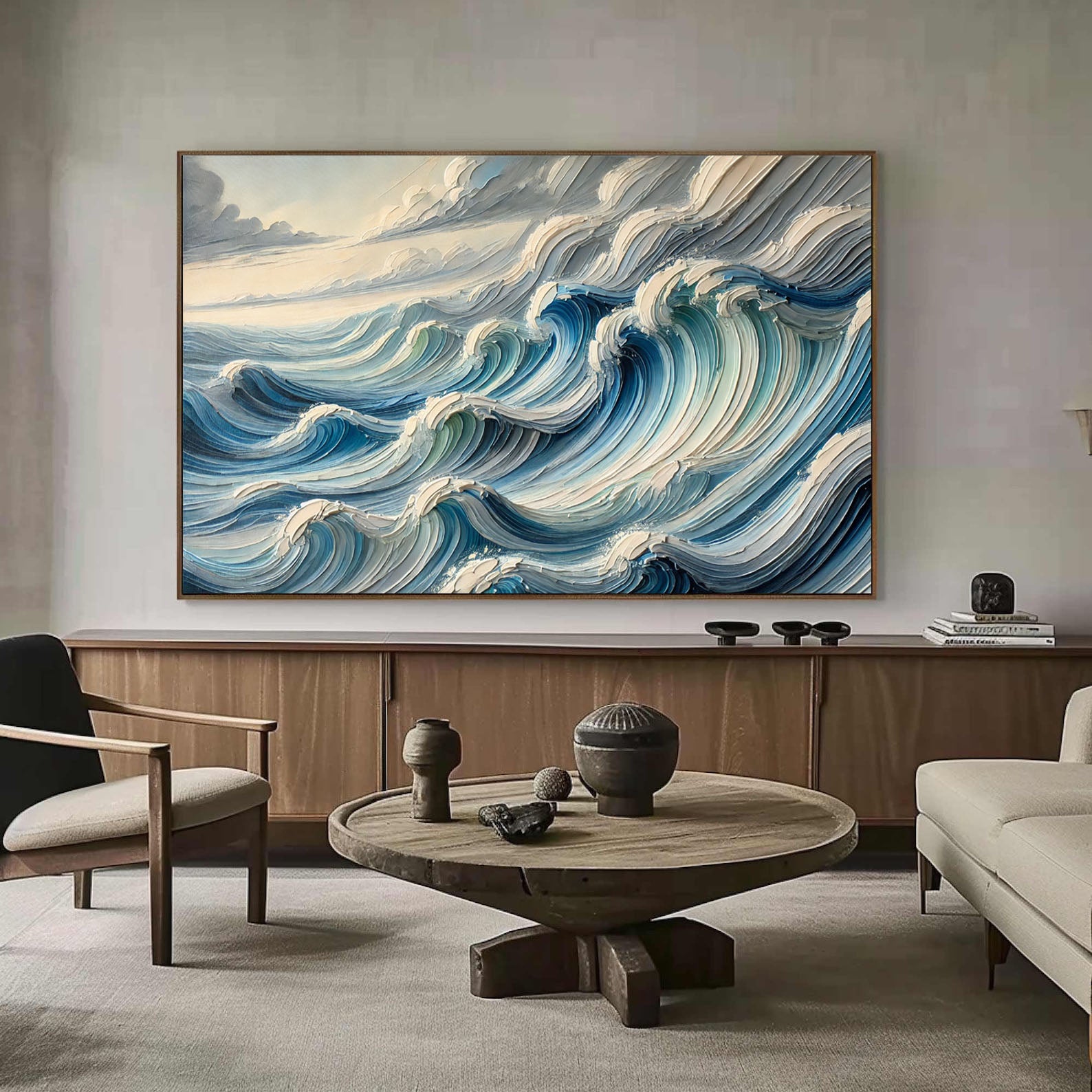 Textured Blue Ocean Waves Wall Art Perfect Coastal Decor for Modern Interiors #OP 052 - Image 4