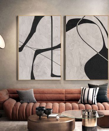 Black & White Minimalist Painting Set Of 2 #BWS 007