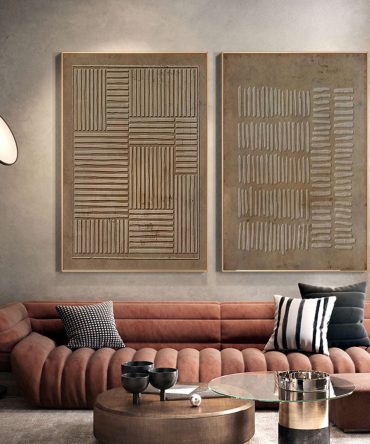 Beige & Brown Minimalist Painting Set Of 2 #BBS 005