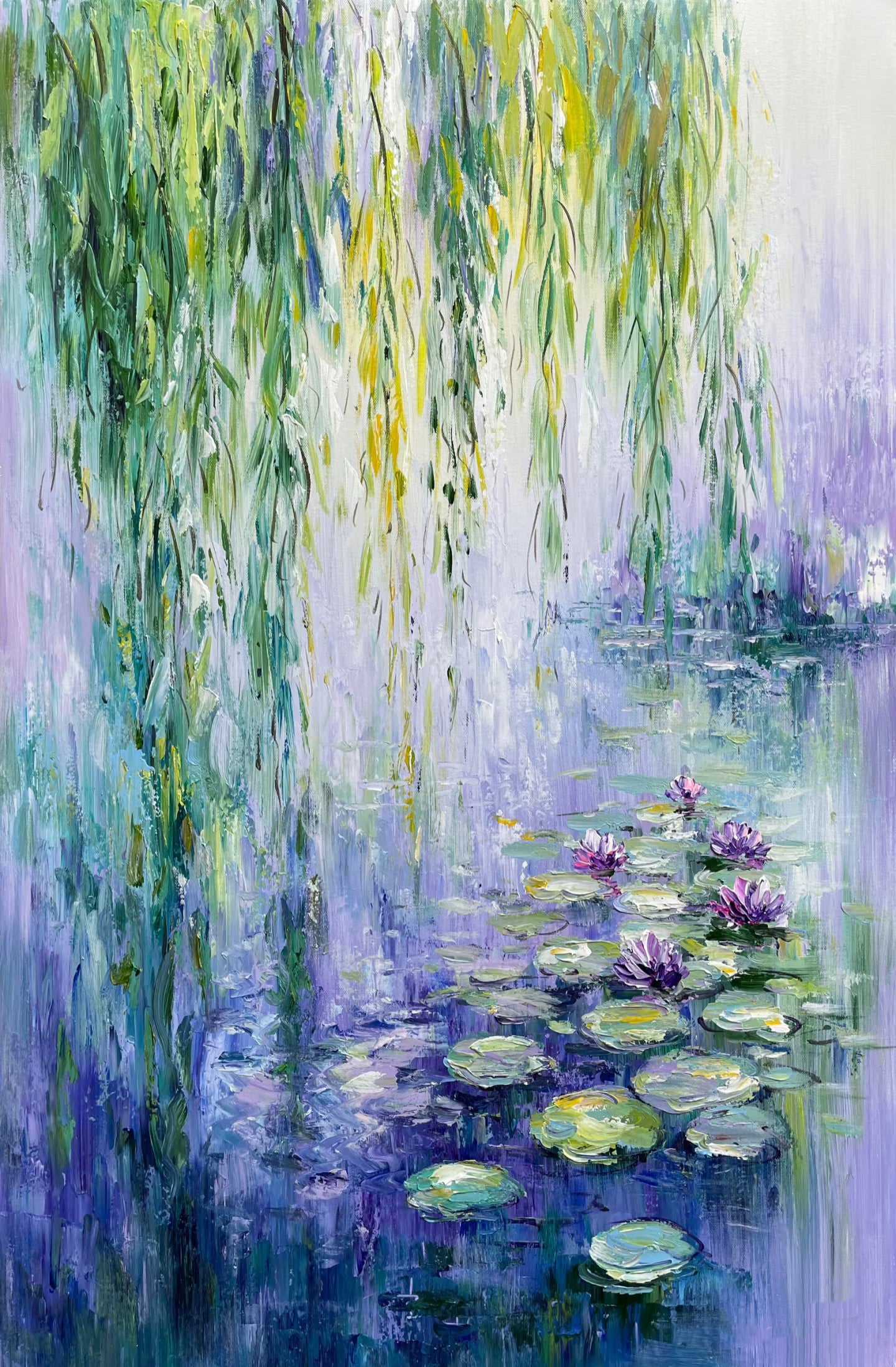 Monet's Water Lilies Tribute, Weeping Willow Landscape #BGA 173 - Image 3