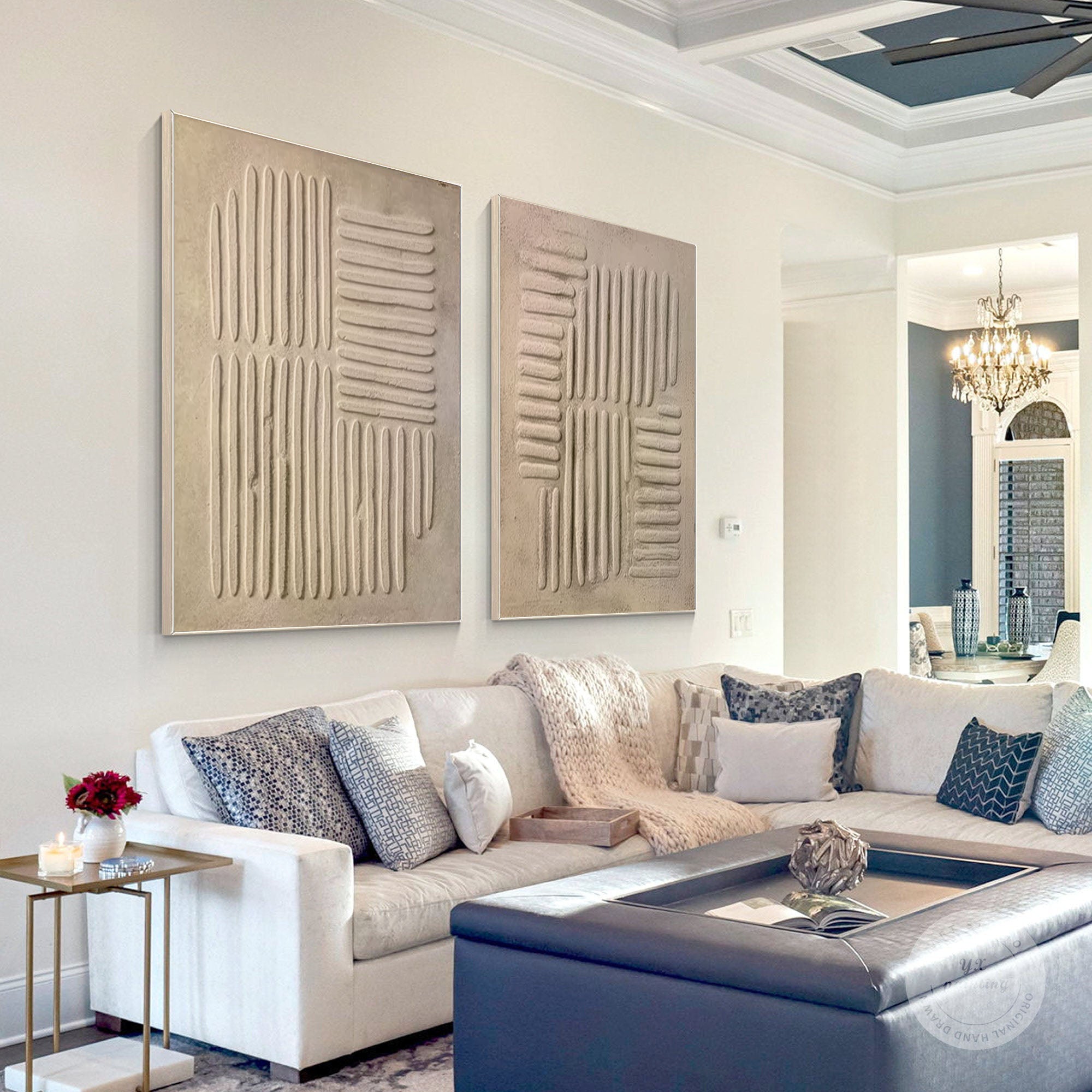 Beige & Brown Minimalist Painting Set Of 2 #BBS 022 - Image 4